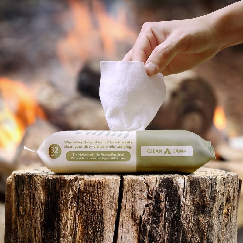 Clean Camp Dish Wipes | 100% Biodegradable Pre-Moistened Food-Safe Camp Kitchen Wipes | A Soap-and-Water Alternative - Image 3